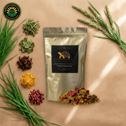 Grassland Gold Premium Tortoise Food – Natural Grazing Blend (12 oz) - Harvest Happy Farm