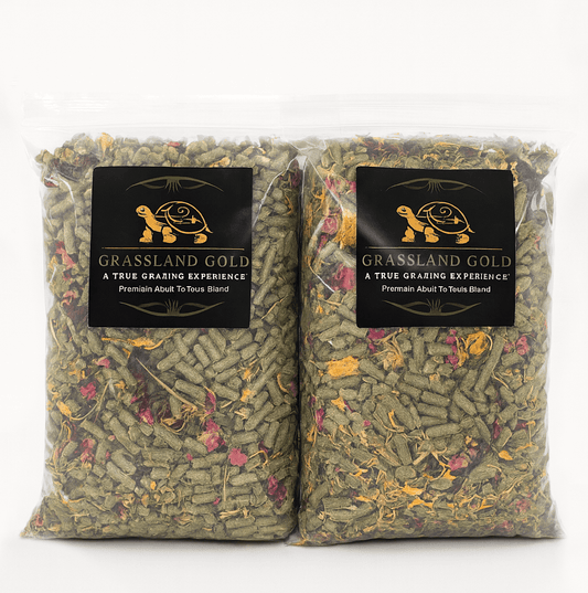 Grassland Tortoise Adult 3lb (2 Pack) – High Fiber Hay and Botanical Diet - Harvest Happy Farm