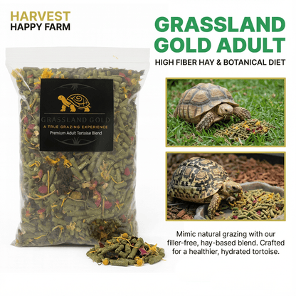 Grassland Tortoise Adult 3lb – High Fiber Hay and Botanical Diet - Harvest Happy Farm